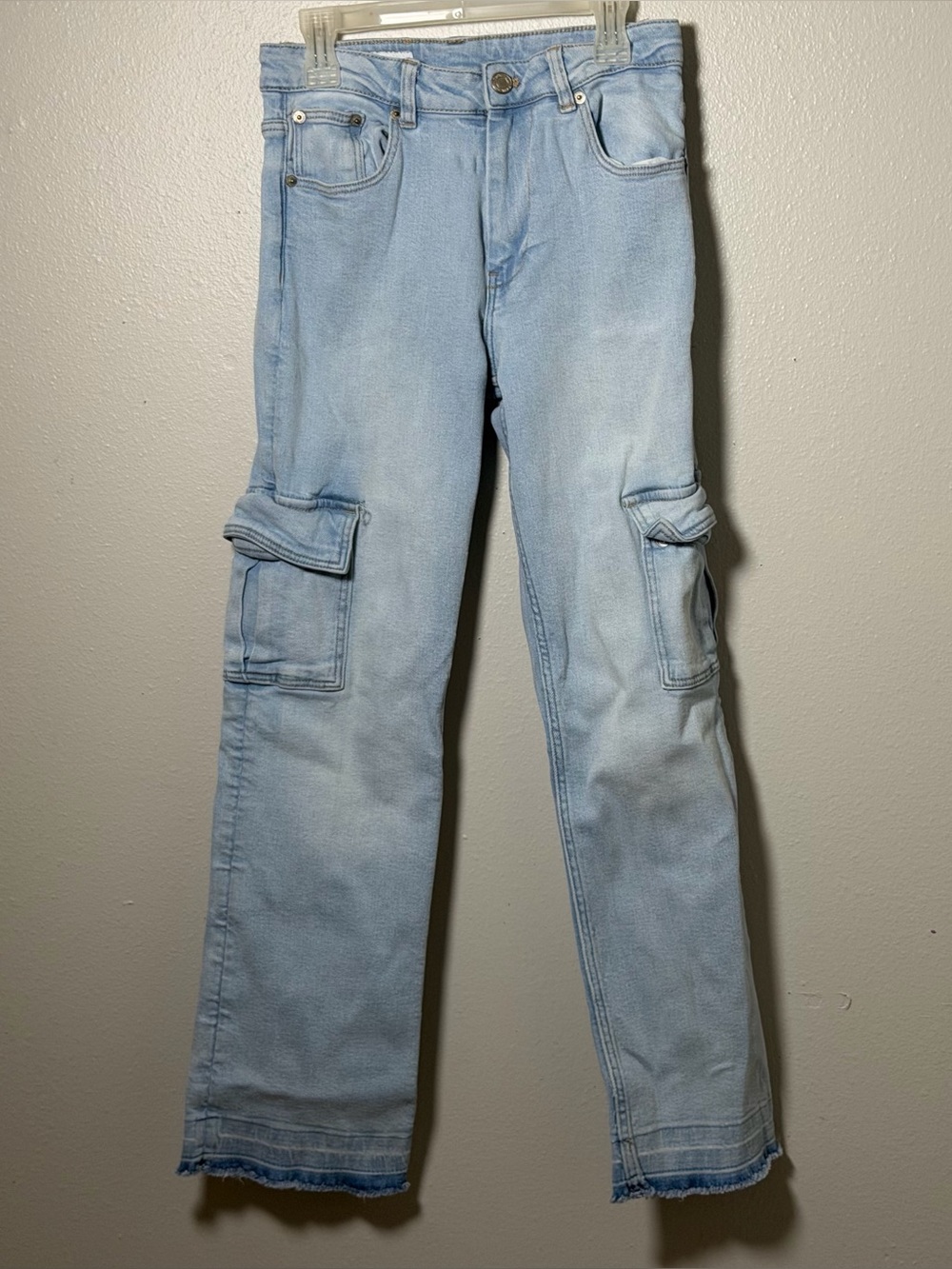 Zara Kids Girl Light Blue Straight Cargo Streetwear Baggy Jeans size 13/14